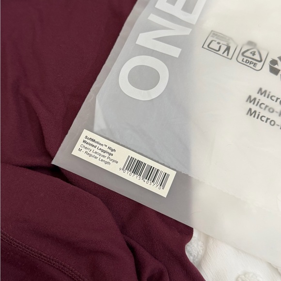 ONER ACTIVE SOFTMOTION HIGH WAISTED LEGGINGS GRAY LOGO CHERRY LACQUER PURPLE MED - Picture 9 of 9